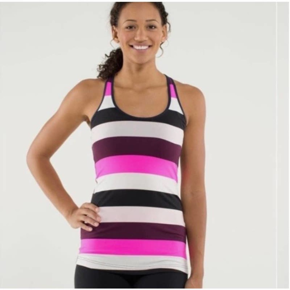 Lululemon Cool Racerback Tank Top Pink Stripe Size XS